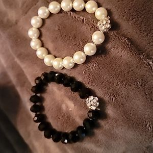 Red Cherry Set Black and White Bracelet